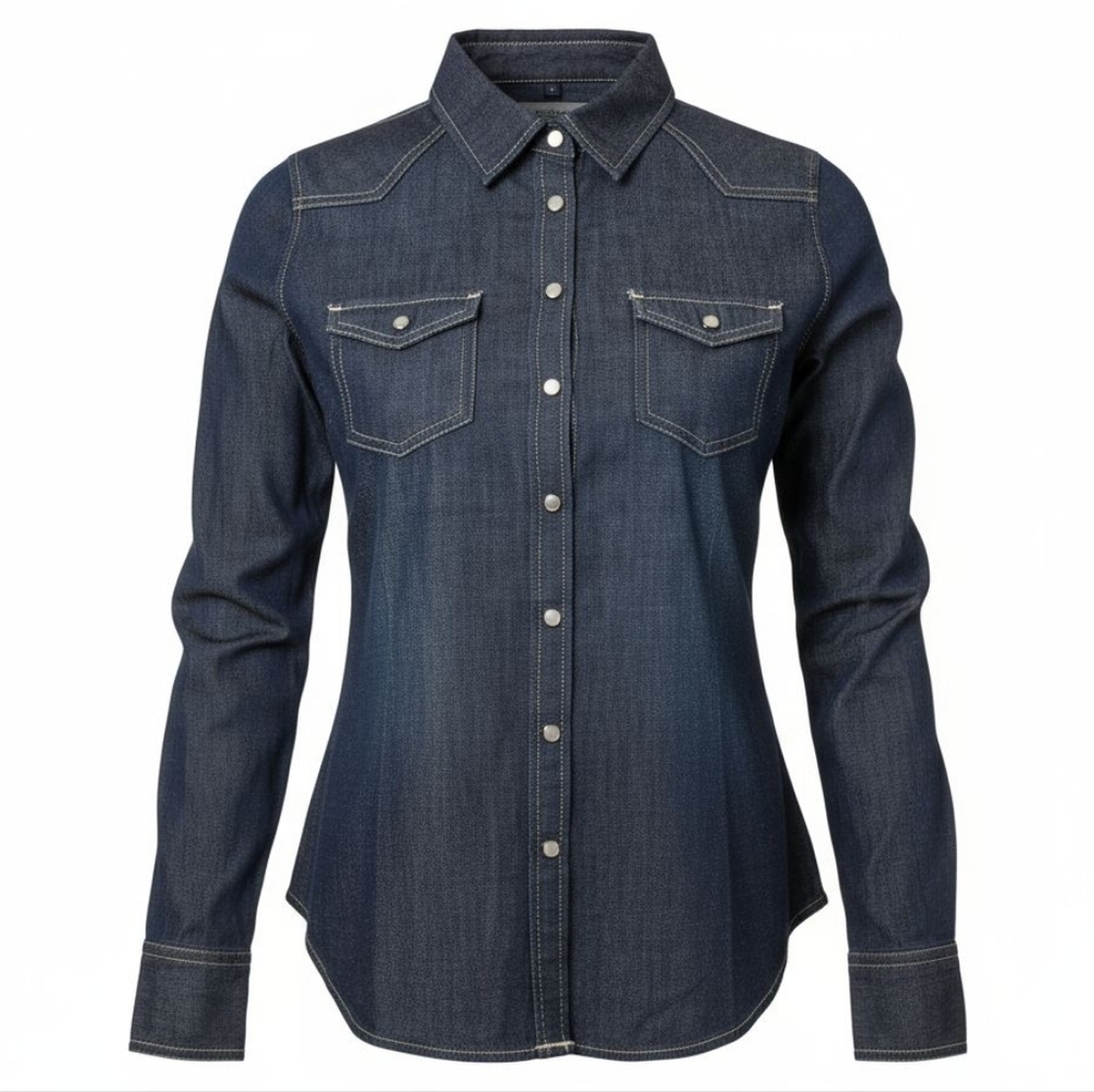 Rocks & Indigo Chambray Western Pearl Snap Shirt SZ S